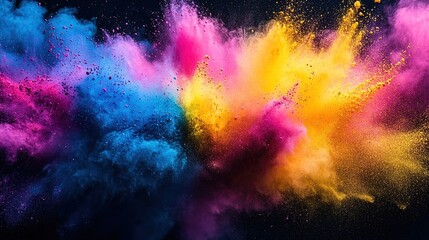 Fototapeta premium Colorful powder explosion in vibrant colors on a black background