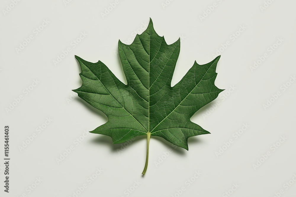 Poster A single delicate leaf resting on a white background with soft shadows.