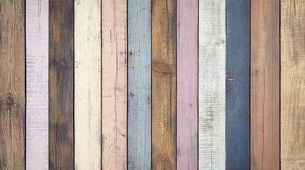 A wooden wall with different colors of wood planks, creating an organic and natural look.