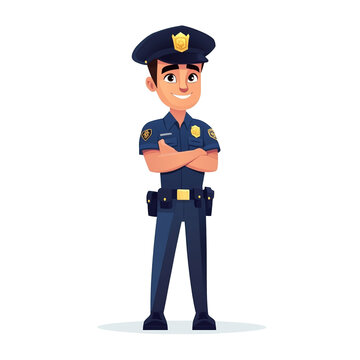 Friendly Cartoon Police Officer Illustration