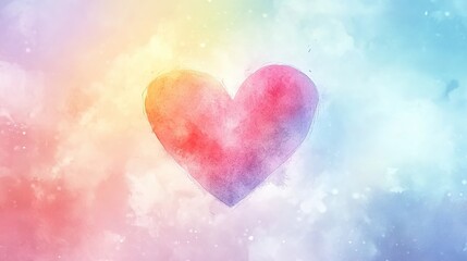 Obraz premium Watercolor heart on a pastel background