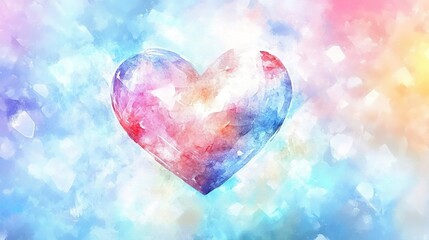 Fototapeta premium Watercolor heart on a pastel background