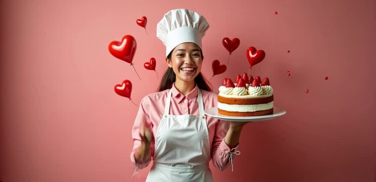 chief woman with birthday cake
