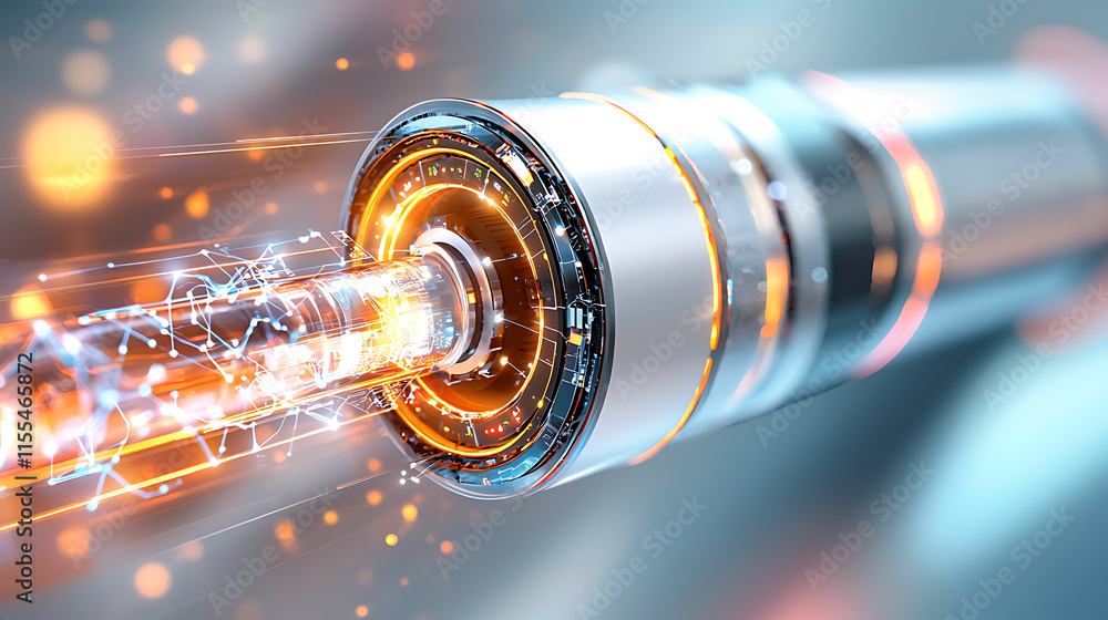 Poster dynamic energy transfer system futuristic laboratory digital art high-tech environment close-up view