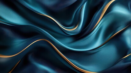Obraz premium Black dark aqua teal jade green silk satin. Elegant folds. Glitter shine shimmer texture. Luxurious romantic backdrop, perfect for a wedding.