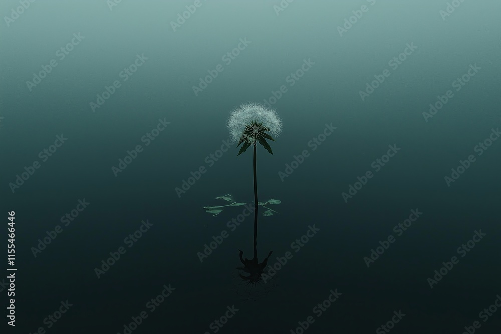 Poster A solitary dandelion seed floating in an empty sky.