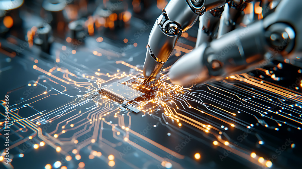Aufkleber automated circuit board creation high-tech lab digital art scene futuristic environment close-up per