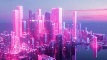 Fototapeta premium Futuristic Cityscape with Advanced Technology and Lighting