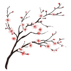 Elegant Pink Blossom Branch: A Delicate Springtime Illustration
