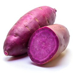 Purple sweet potato on white background