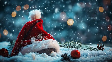 The cold season backdrop with a santa cap
