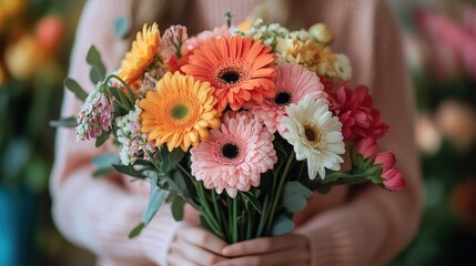 Vibrant Bouquet of Gerbera Daisies and Other Flowers