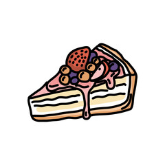 Piece of cake isolated on white background cute dessert