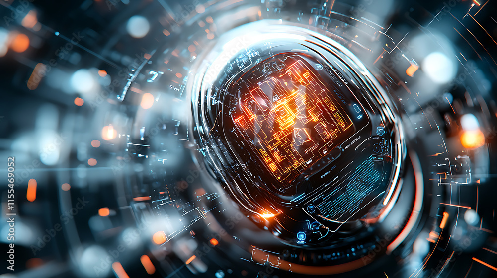 Aufkleber exploring futuristic technology virtual reality digital art abstract environment close-up viewpoint 