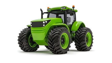 Obraz premium Green Tractor Vehicle with Large Tires on White Background