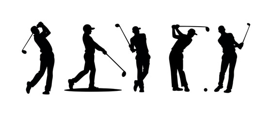 Fototapeta premium Golf Player Silhouette Set Action Swing Motion