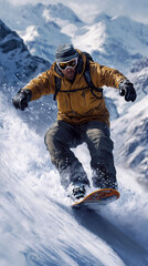 winter snow extreme sport man snowboarding downhill freestyle background