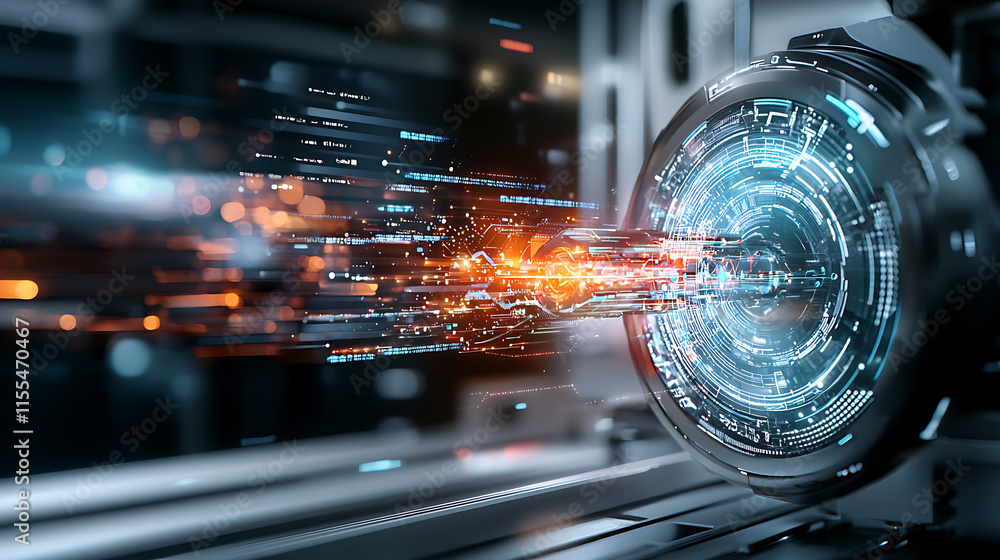 Poster futuristic high-speed data transfer concept digital lab graphic design technology environment close-