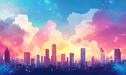 City modern technology background, skyline building architecture modern concept design background 