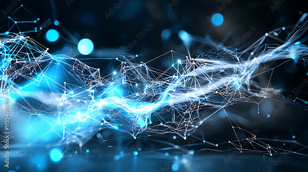Poster dynamic electric energy flow digital realm abstract visuals technology environment close-up view inn