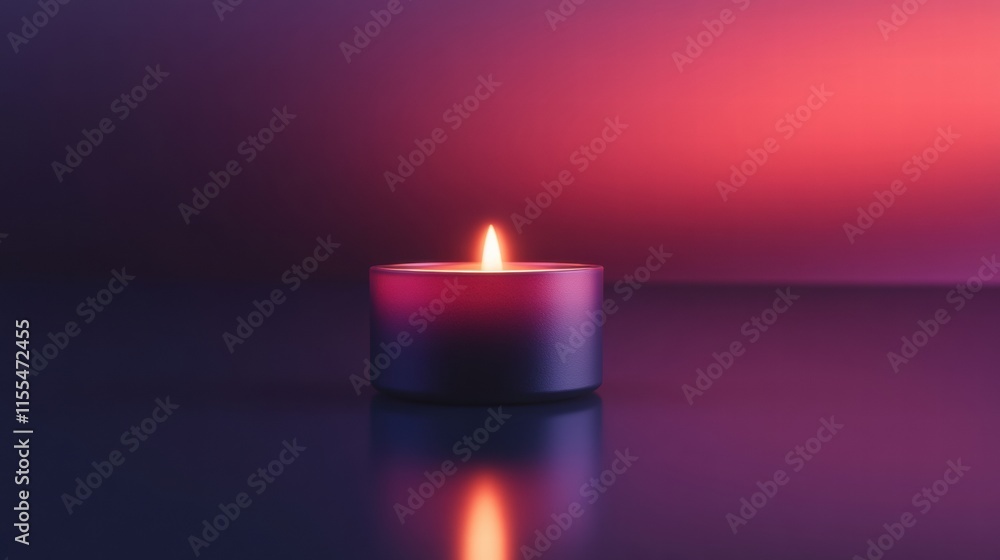 Leinwandbilder soft glow of a lit candle illuminating a serene evening atmosphere with a beautiful gradient backgro