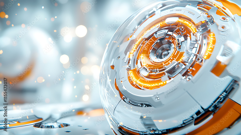 Poster futuristic technology sphere digital environment concept art sci-fi setting close-up view innovation