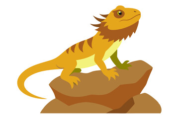 Obraz premium Dragon lizard on rock vector illustration isolated on transparent background