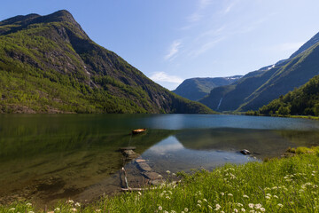 Gorgeous Skjolden fjord view at the Eidsvatnet lakein Norway, Fortun Viewpoint