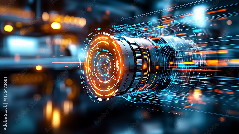Poster dynamic technology visualization digital environment abstract graphics futuristic perspective motion