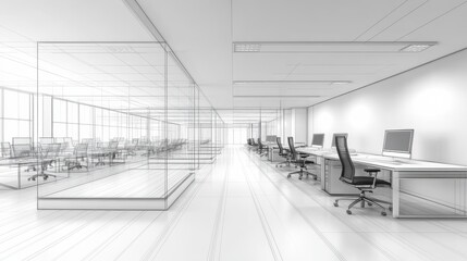 High Detail Drawing of a Modern Working Environment