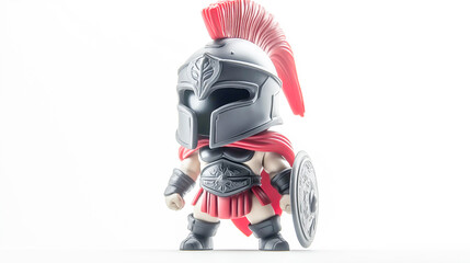 Fototapeta premium Street Collectible Figure with Spartan Helmet, Limited Edition Sparta-Inspired Design on White Background