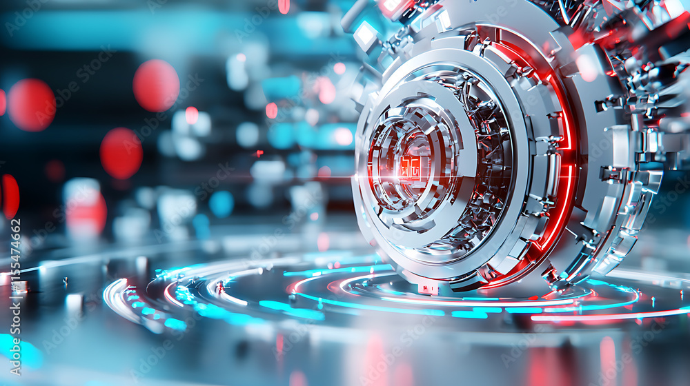 Poster dynamic tech sphere visualization futuristic environment digital art abstract design high-tech conce