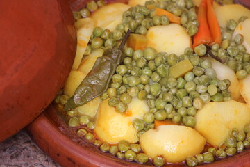 Moroccan Tajine with Peas and Potatoes