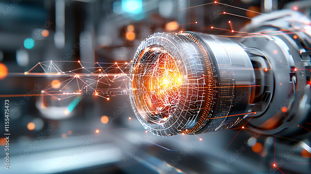 Aufkleber exploring advanced robotics technology close-up lens perspective industrial environment digital cont
