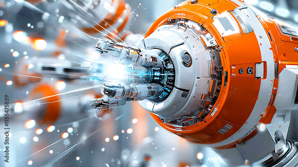 Poster Advanced robotics technology revolutionizing manufacturing processes futuristic lab digital art high-tech environment close-up view
