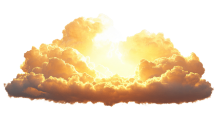 Golden sunset cloud frame border isolated transparent background
