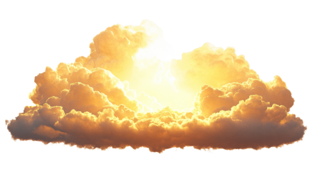 Golden sunset cloud frame border isolated transparent background