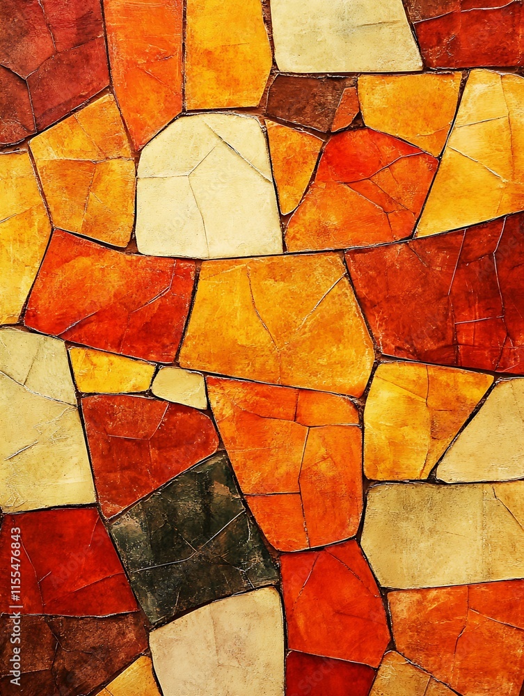 Aufkleber abstract mosaic stone pattern with warm tones for vibrant decoration : generative ai