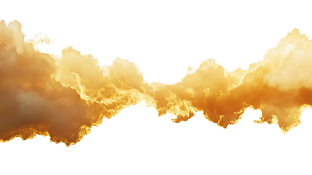 Golden sunset cloud frame border isolated transparent background