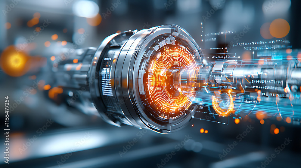 Poster innovative robotics action modern factory visuals high-tech environment close-up futuristic concepts