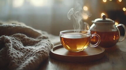 Cozy Autumn Evening: A Warm Cup of Tea and a Soft Blanket