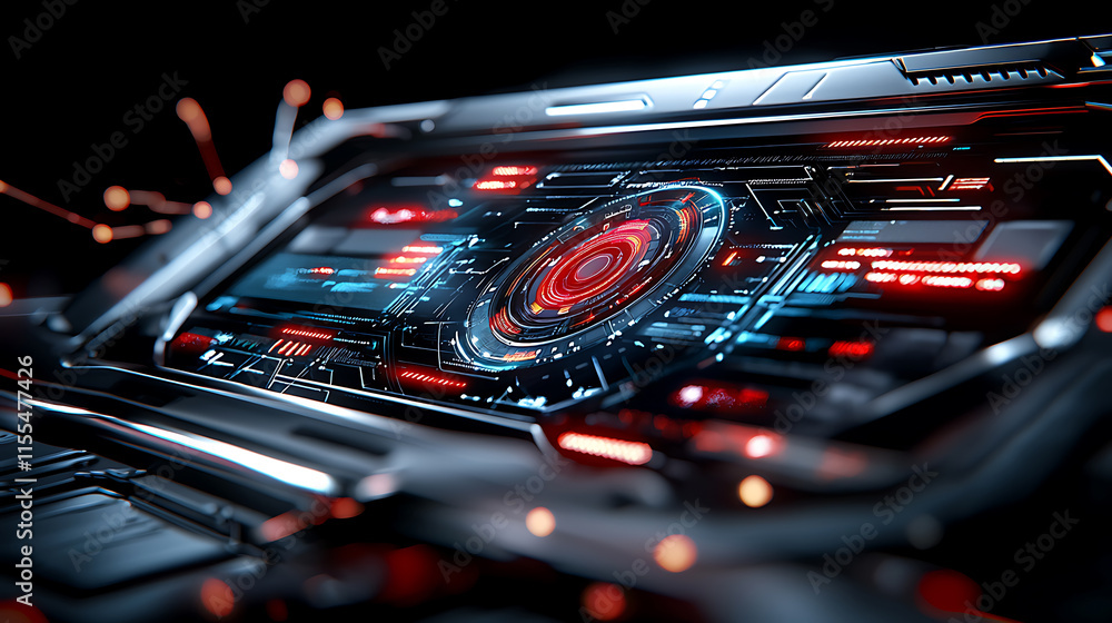 Poster high-tech display interface futuristic lab digital artwork sci-fi environment close-up view innovati