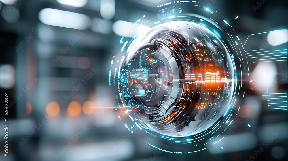 Poster futuristic technology event virtual sphere innovation digital space visual art high-tech environment