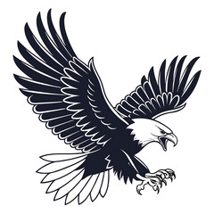 Obraz premium An elegant eagle head silhouette logo icon against a clean white backdrop