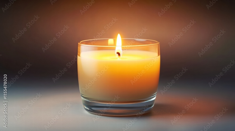 Aufkleber single lit candle providing soft illumination in a dimly lit room during evening hours creates a cal