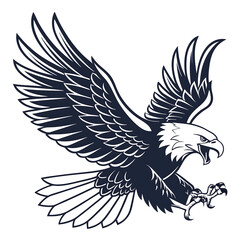 Obraz premium An elegant eagle silhouette icon set against a clean white backdrop