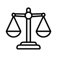 Line art scales of justice icon illustration on transparent background
