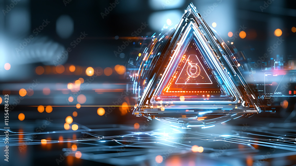 Poster dynamic digital triangle structure futuristic environment 3d graphic technology concept abstract vie