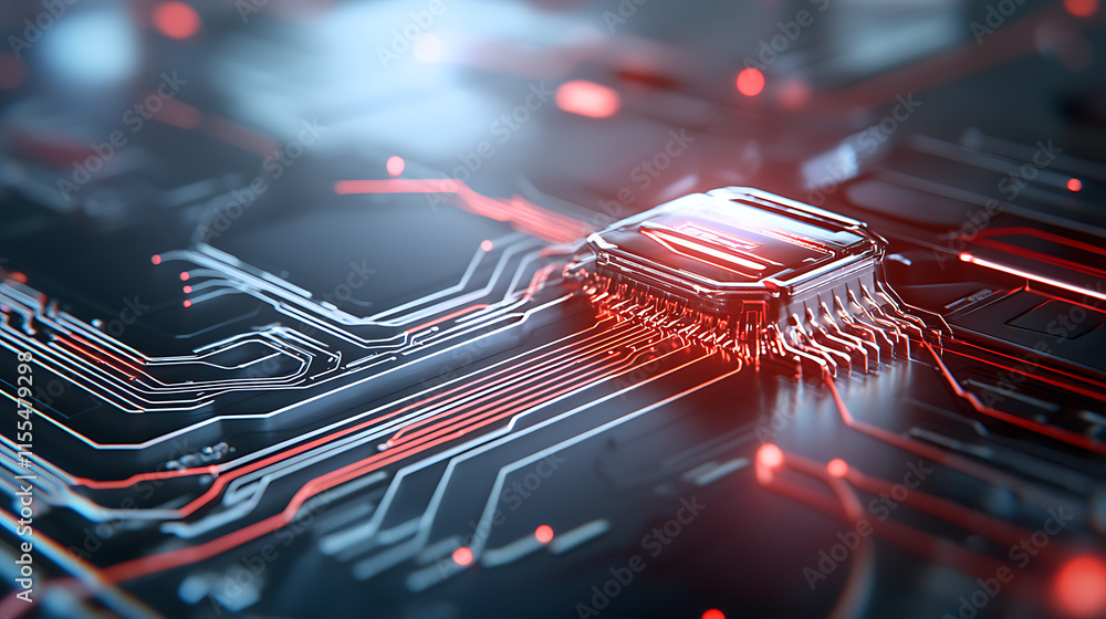 Poster technological advancements in microchip design modern laboratory digital artwork futuristic environm