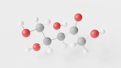 ribulose molecule 3d, molecular structure, ball and stick model, structural chemical formula monosaccharide